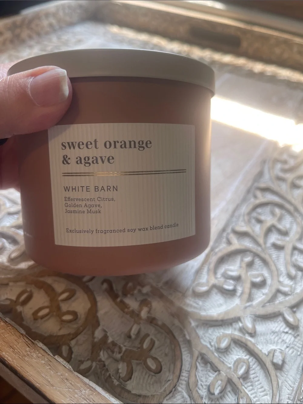 White Barn Sweet Orange & Agave Candle - Tan Jar with Cream Lid
